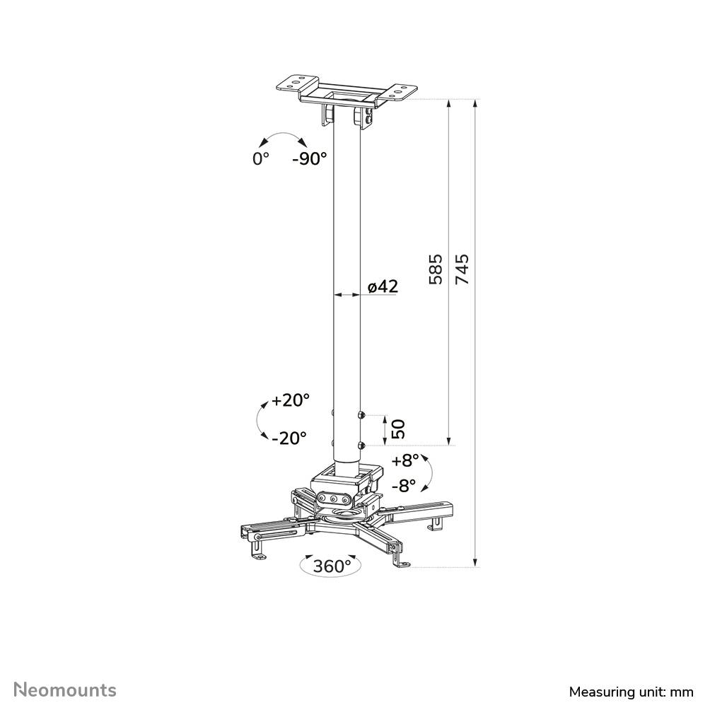 Neomounts CL25-550WH1 Beamer Deckenhalterung CL25-550WH1-2
