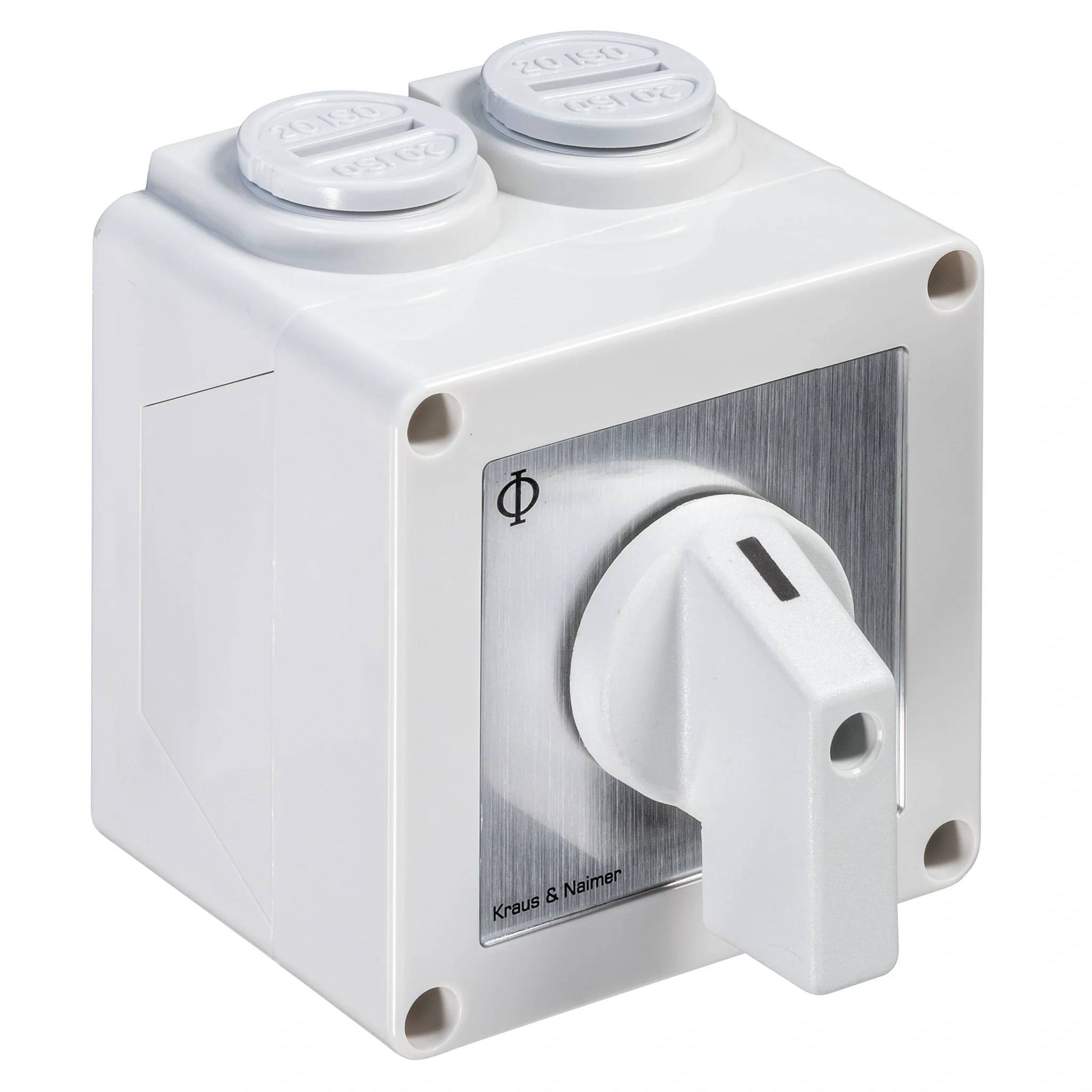 Kraus & Naimer Ausschalter, 2-polig, 60°, AP-Gehäuse IP65, Ith=20A, P=5,5 kW (AC3, 400V AC), 2x2,5 mm², 1 Stk.-0