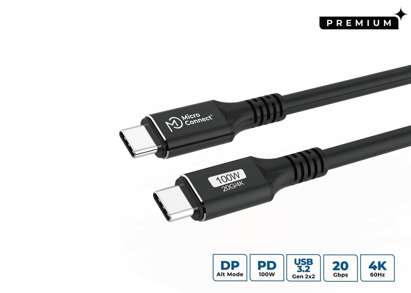 MICROCONNECT - USB-C to Cable Premium 100W 20Gbps 4K60Hz - Kabel - Digital/Daten-0