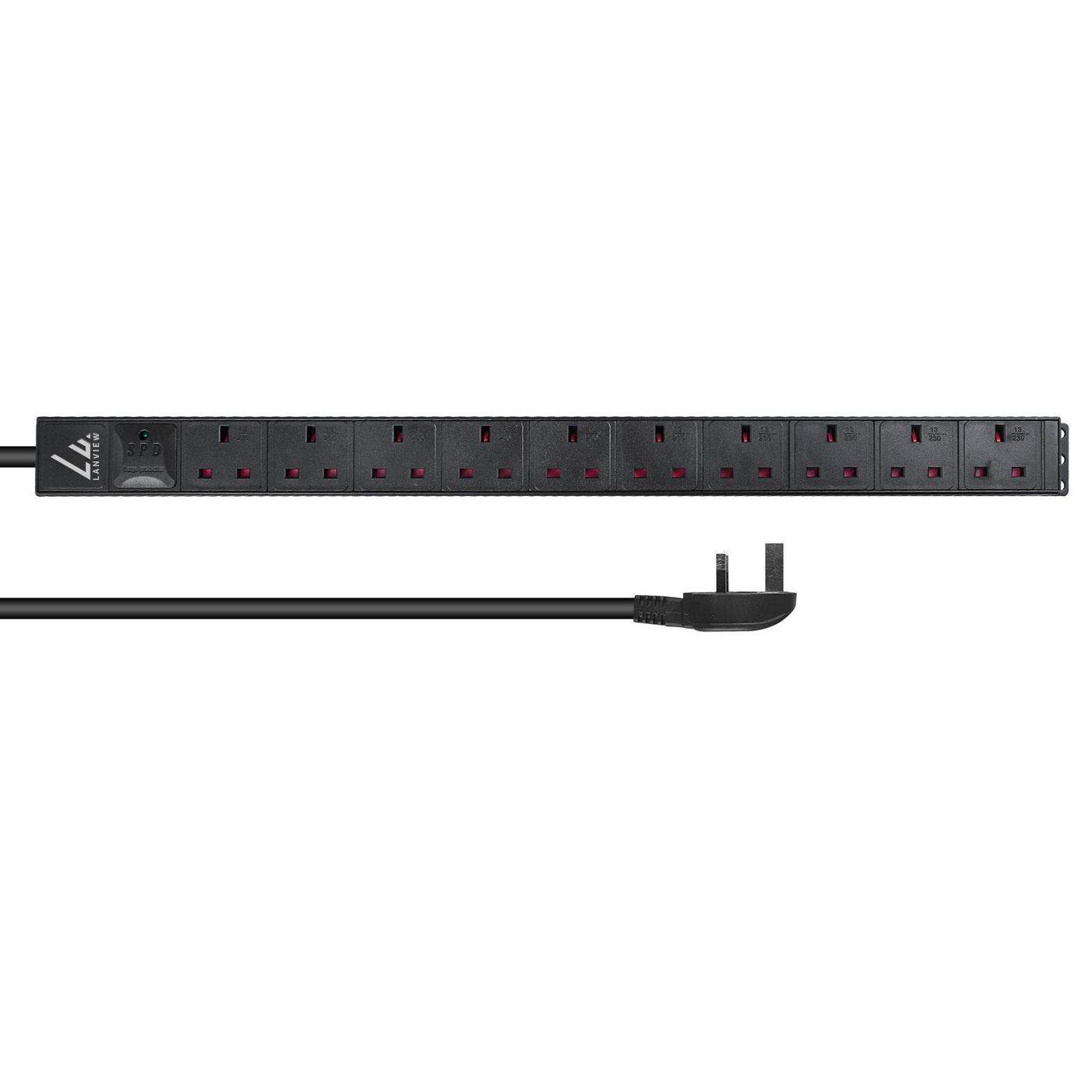 LANVIEW - UK Rack mount power strip 1. 13A with 10x socket - Rackbefestigung-0