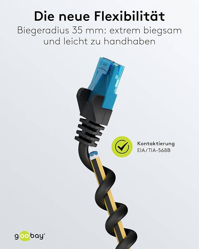 Goobay 79188 CAT 6A ultraflexibles Netzwerkkabel / Patchkabel, Ethernet bis 10 Gbit/s, LAN Kabel U/UTP, 2 m, Schwarz-5