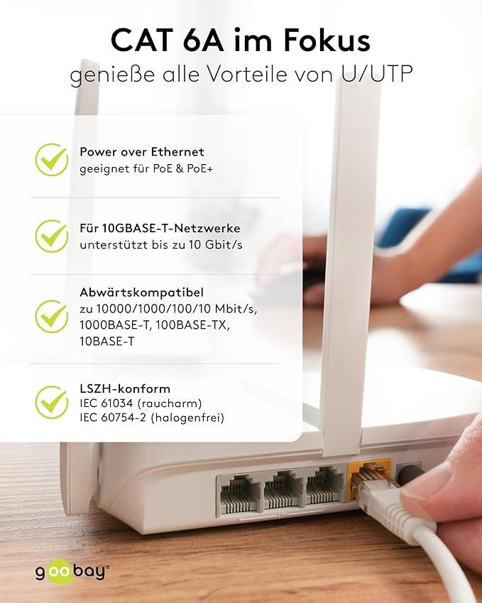 Goobay 79188 CAT 6A ultraflexibles Netzwerkkabel / Patchkabel, Ethernet bis 10 Gbit/s, LAN Kabel U/UTP, 2 m, Schwarz-6