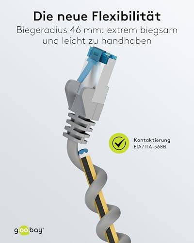 Goobay 79318 CAT 6A ultraflexibles Netzwerkkabel / Patchkabel, Ethernet bis 10 Gbit/s, LAN Kabel S/FTP, 2 m, Grau-5