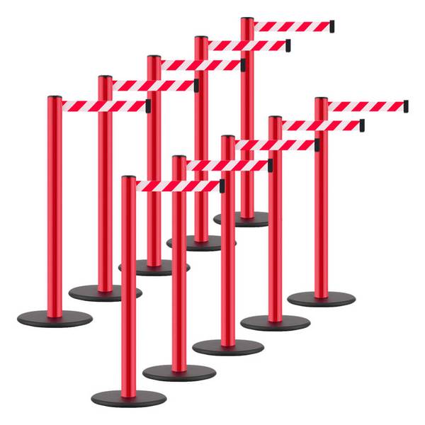 BIGPACK 10x TopGurtSystem Gurtpfosten, Aluminium, rot, r/w schraffiert, 2,6 m