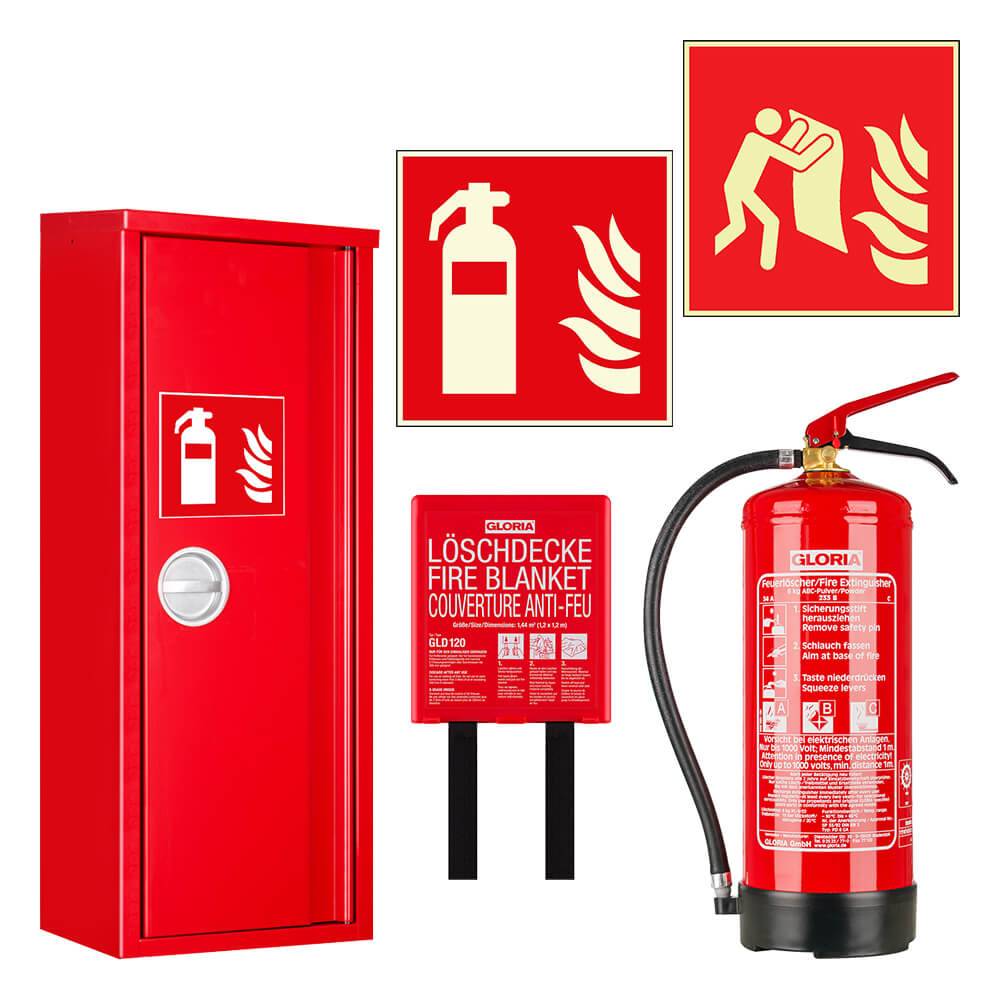 Feuerlöscher Starter-Set Big: ABC-Löscher, Löschdecke, Schrank und Schilder-0