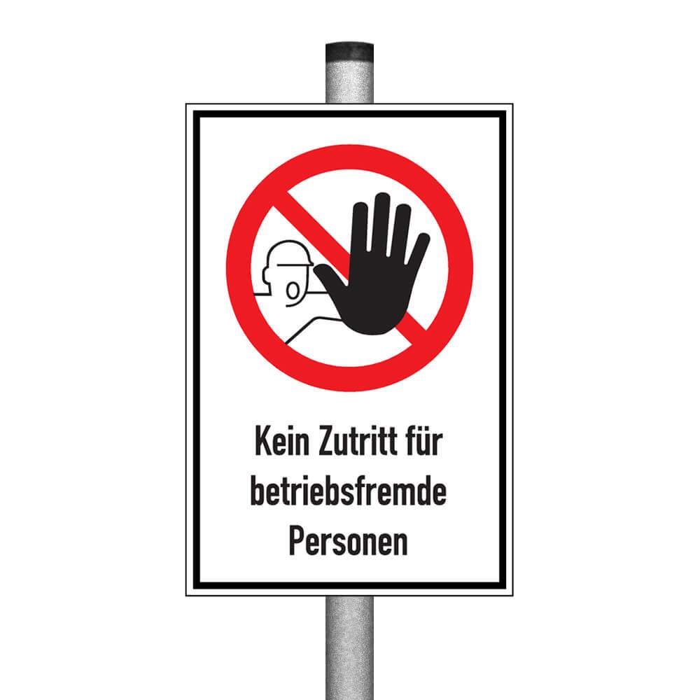 Komplett-Set, Kein Zutritt für betriebsfremde Personen, Pfosten, Alu, 40 x 60 cm-1