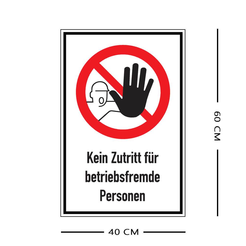 Komplett-Set, Kein Zutritt für betriebsfremde Personen, Pfosten, Alu, 40 x 60 cm-2