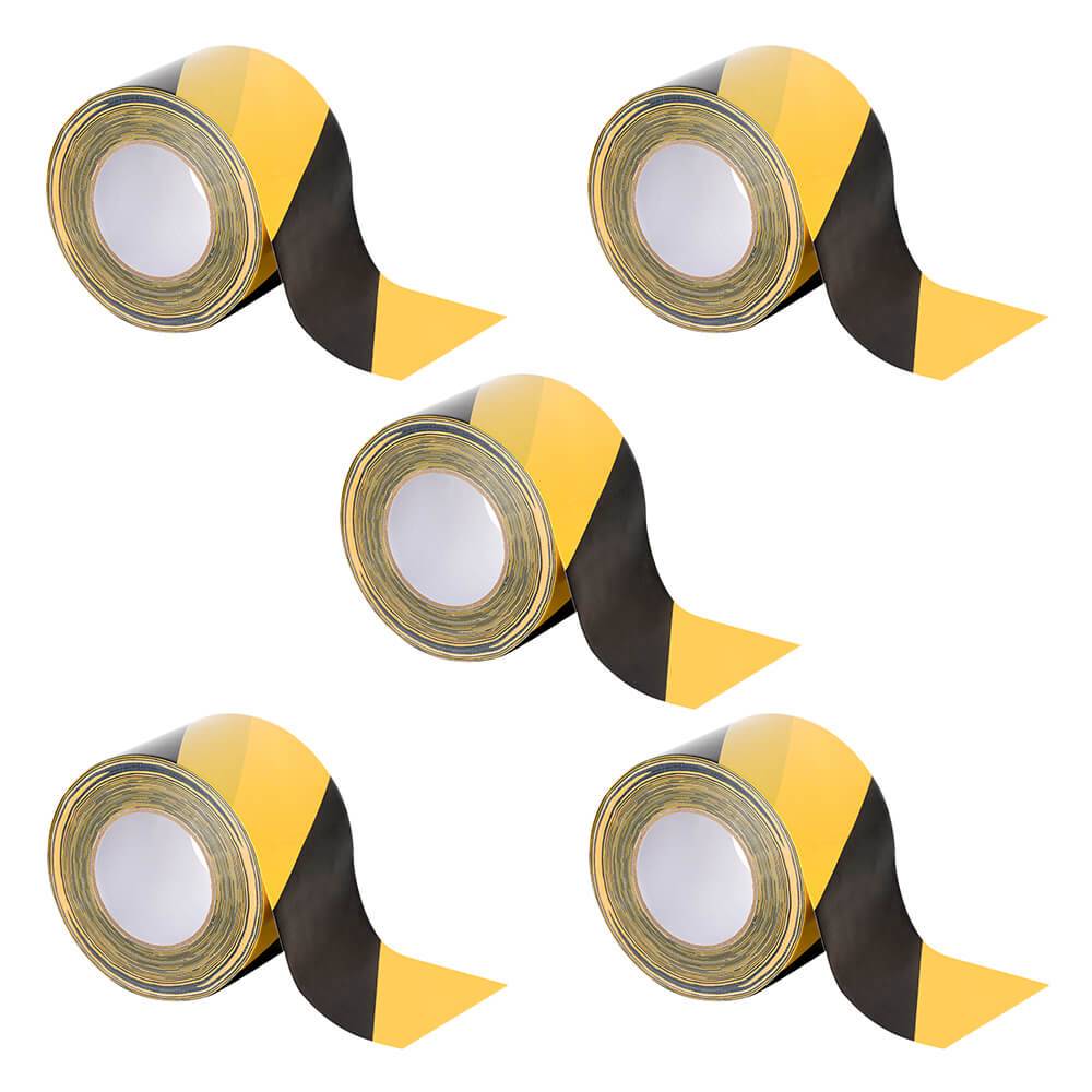 BIGPACK 5 x Gewebe-Warnmarkierungsband, linksweisend, g/s, 50 m x 10 cm-0