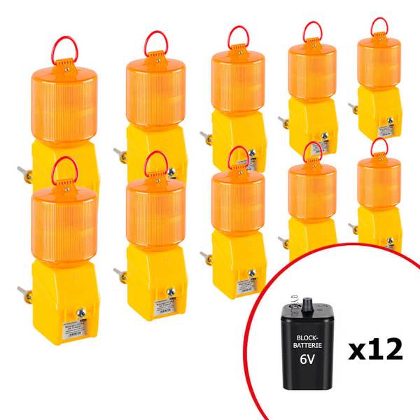 BIGPACK 10 x NISSEN Rundum-Warnleuchte MonoLight LED, inkl. 12 Blockbatterien