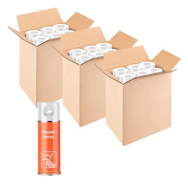 18 Dosen Kreidespray, weiß, temporärer Einsatz, 8 - 20 Tage, 400 ml Spraydose