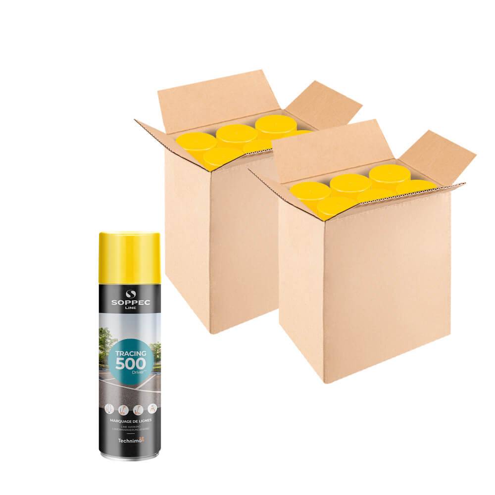 12 Dosen SOPPEC Bodenmarkierfarbe TRACING, gelb, 500 ml Spraydose-0