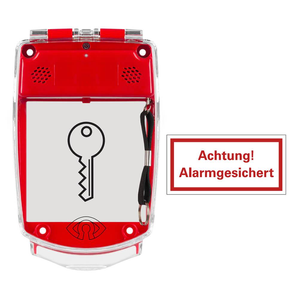 Notschlüsselkasten, elektronisch, mit Alarm, rot, Innenmaß: 9,5 x 9,5 x 3,2 cm-0