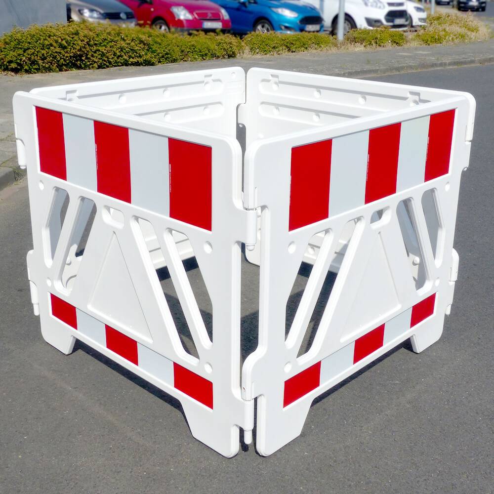Schachtabsperrung Kunststoff, 4 Zaunschranken, weiß/rot, 133 x 105 cm-4