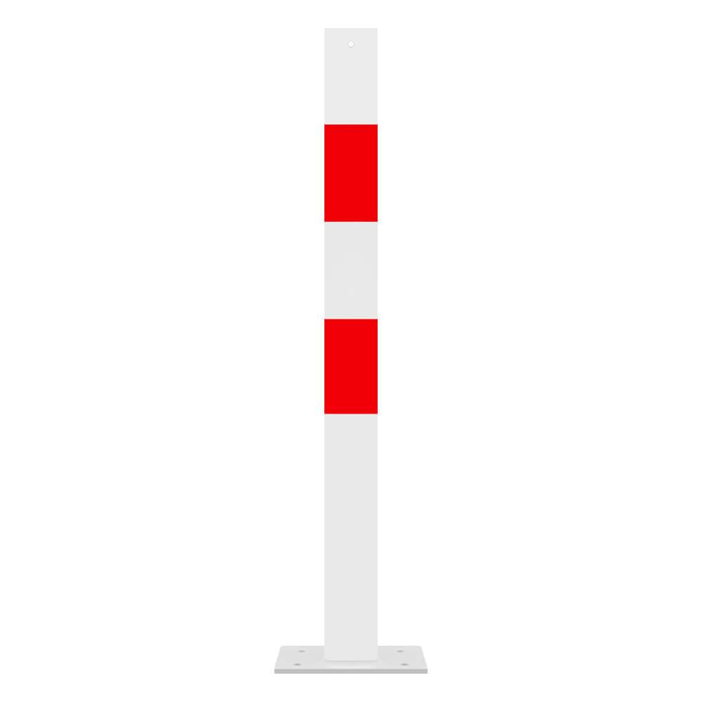 ROBUSTO Absperrpfosten, rot/weiß, aufdübeln, Stahl, 7x7 cm, 100 cm-0