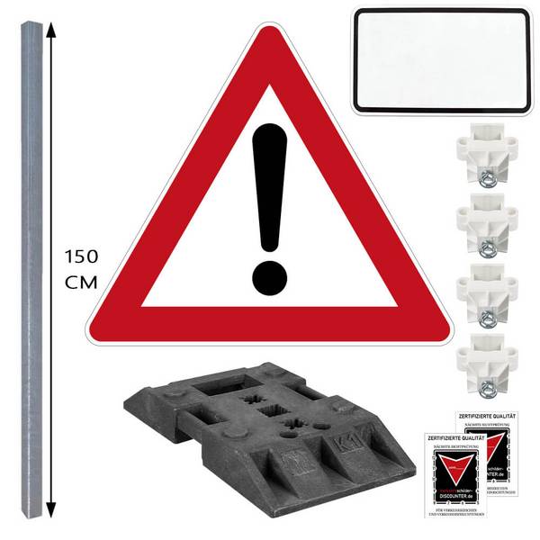 Komplett-Set VZ 101 Gefahrstelle zum temporären Aufstellen 1,5 m