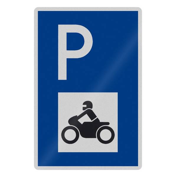 Parkplatzschild mit Motorradsymbol, Aluminium, reflektierend RA, 60 x 90 cm