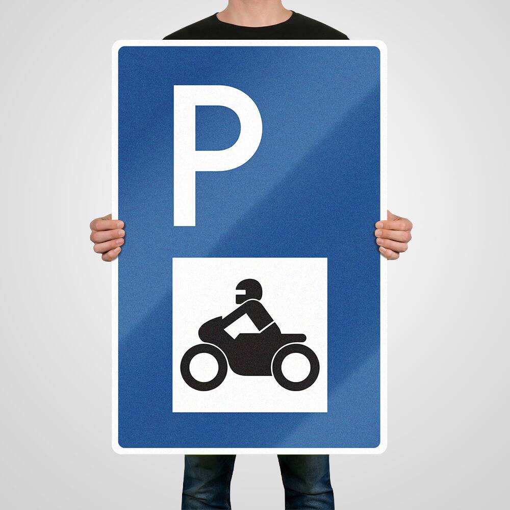 Parkplatzschild mit Motorradsymbol, Aluminium, reflektierend RA, 60 x 90 cm-3