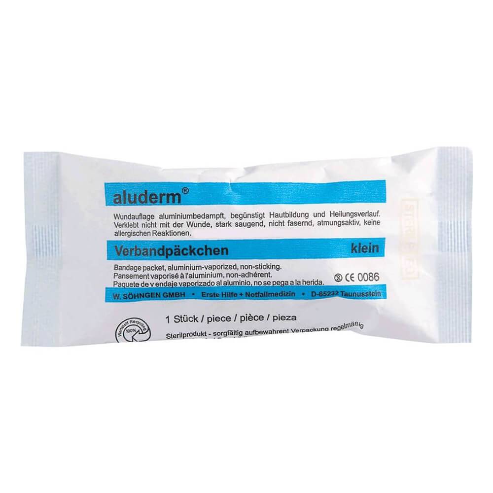 BIGPACK ALUDERM Verbandpäckchen klein, 6x8cm Wundkompresse, 3m x 6cm, 250 Stück-3