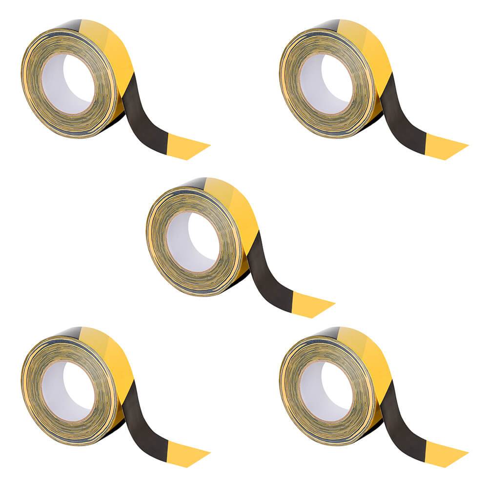 BIGPACK 5 x Gewebe-Warnmarkierungsband, linksweisend, g/s, 50 m x 5 cm-0