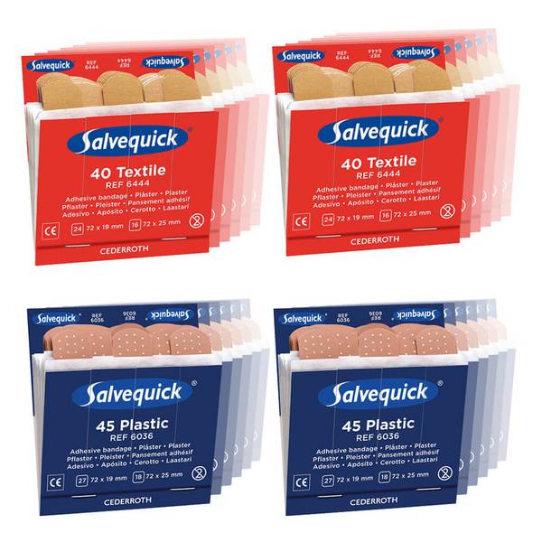 SALVEQUICK® Pflasterspender Refill-Set, elastisch & wasserfest, 4 Nachfüllpacks