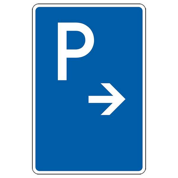 Richtzeichen Parken - in Fahrtrichtung rechts, Aluminium, RA, 60 x 90 cm
