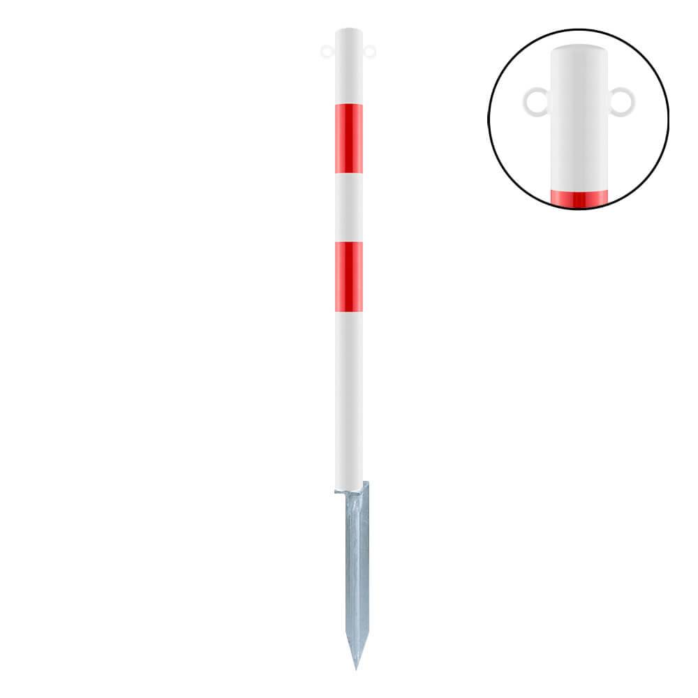 ROBUSTO Absperrpfosten, rot/weiß, zum Einschlagen, Stahl, Ø 6 cm, 100 cm-0