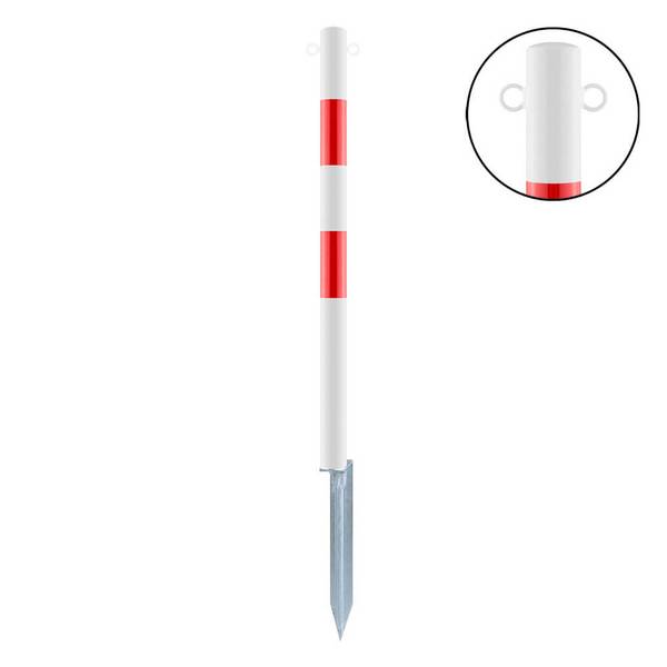 ROBUSTO Absperrpfosten, rot/weiß, zum Einschlagen, Stahl, Ø 6 cm, 100 cm