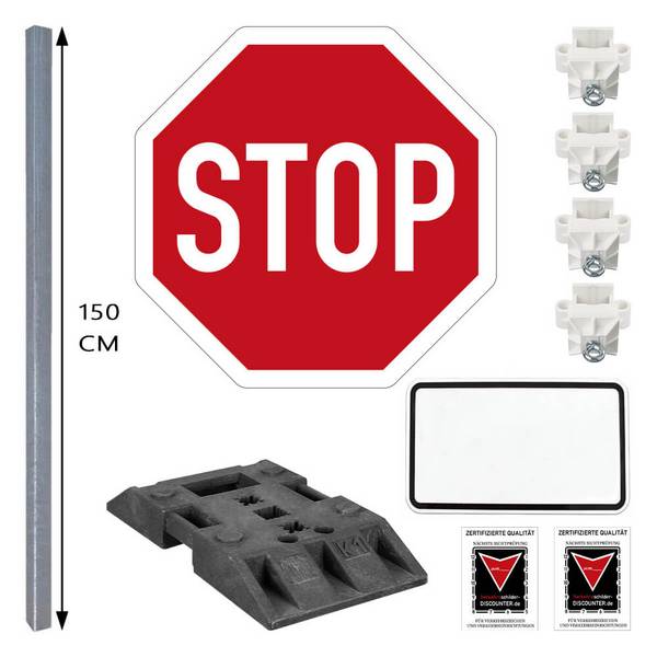 Komplett-Set VZ 206 Stop-Schild zum temporären Aufstellen 1,5 m