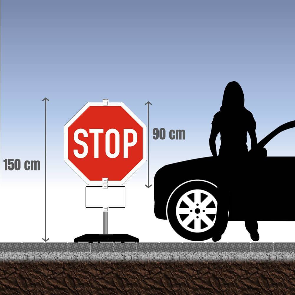 Komplett-Set VZ 206 Stop-Schild zum temporären Aufstellen 1,5 m-2