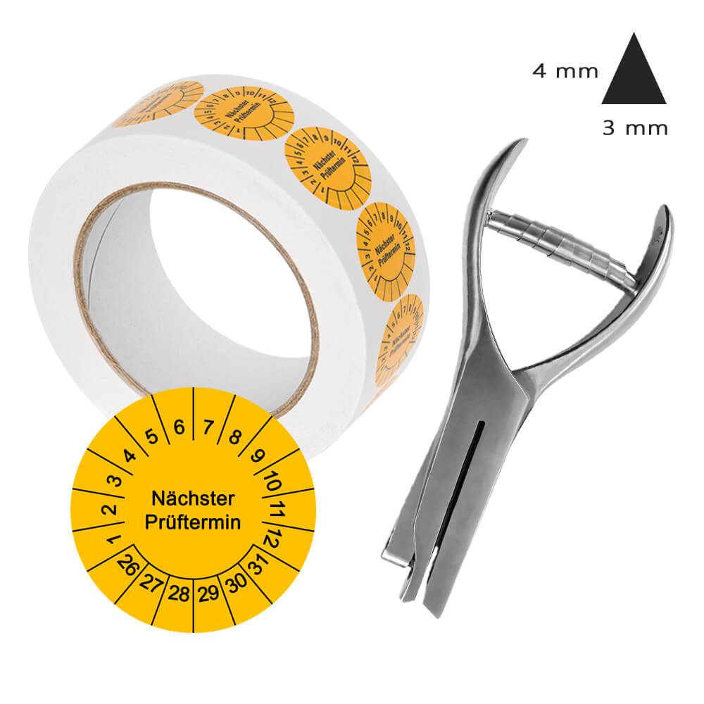 Lochzangen-SET: Kerbzange Kerbform schmales Dreieck + Prüfplaketten 500 Stück-0