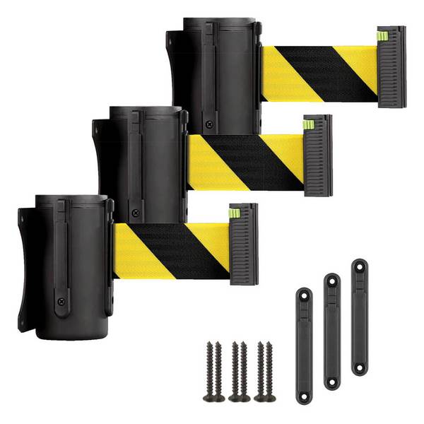 BIGPACK 3 x ALLROUNDLINE Gurtkassette, gelb/schwarz, 4 m, inklusive Wandclip