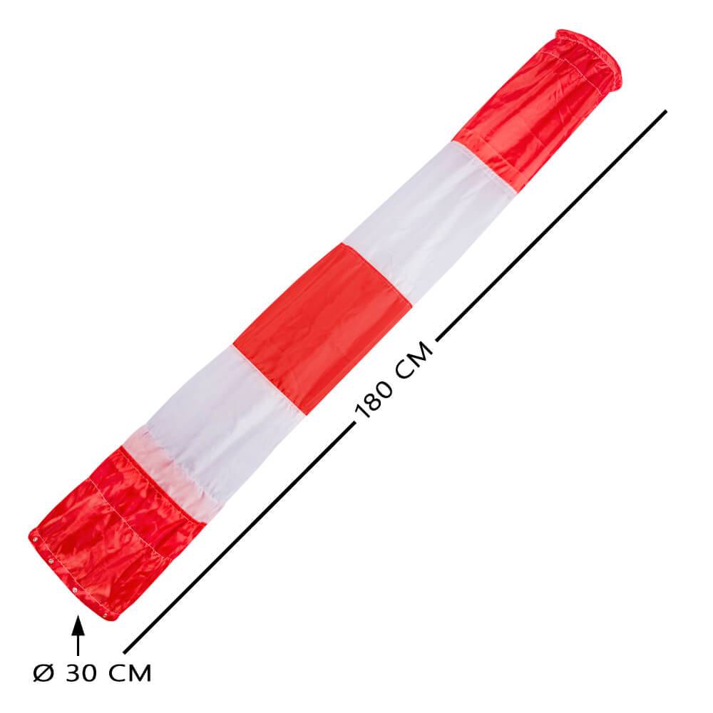 Windsack Komplett-Set, rot/weiß, Ø 30 cm, 4-teilig, zum Einbetonieren, Höhe: 3 m-2