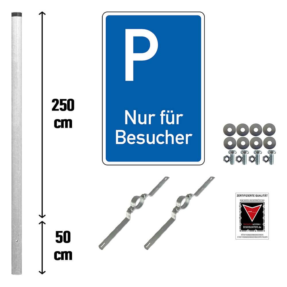 Parkplatzschild Nur für Besucher, Komplett-Set, reflektierend RA, 60 x 90 cm-0