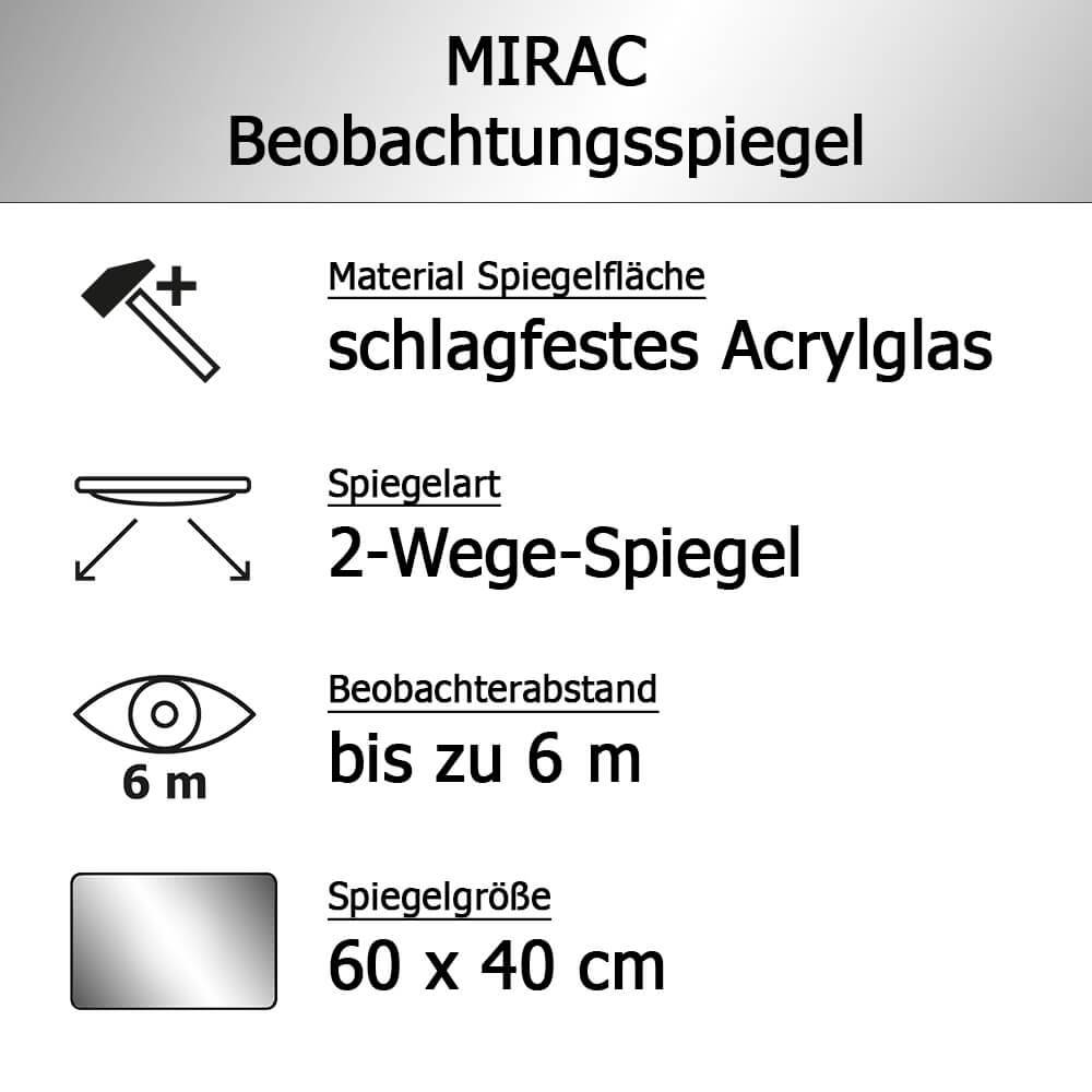 MIRAC Weitwinkelspiegel, Acrylglas, rechteckig, 60 x 40 cm-4