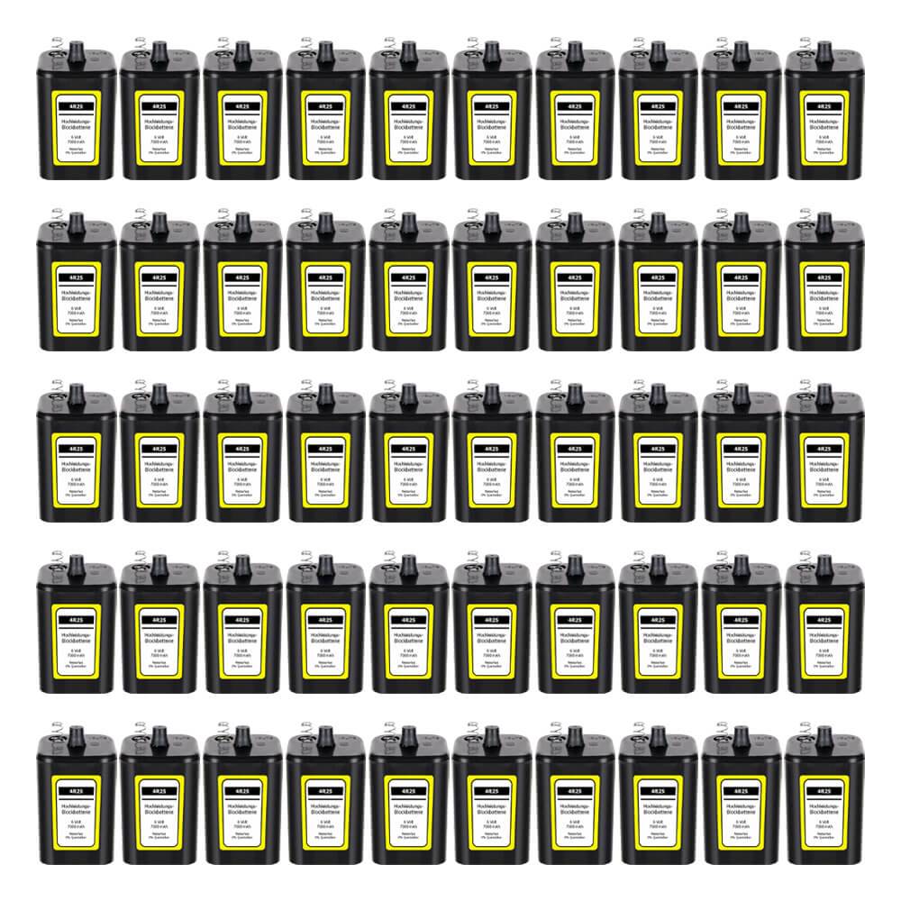 BIGPACK Hochleistungs Blockbatterie, 6 Volt, 600 min 4R25, 7000 mAh, 50 Stück-0