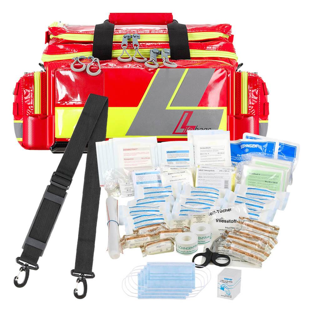 SÖHNGEN Lifebag Notfalltasche M, rot/silber/gelb, mit Füllung nach DIN 13169-0