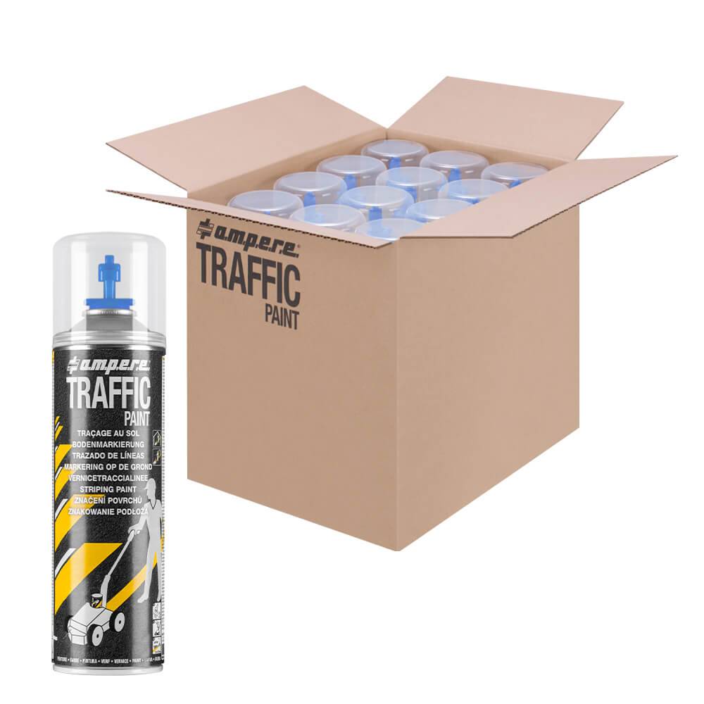 12 Dosen Bodenmarkierungsfarbe AMPERE TRAFFIC PAINT, Farbe: blau-0