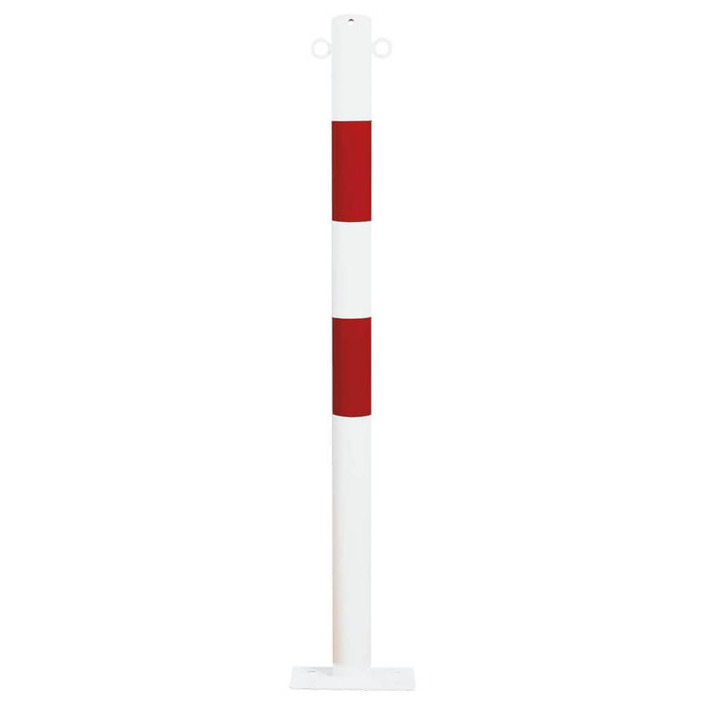 ROBUSTO Kettenpfosten, rot/weiß, aufdübeln, Stahl, Ø 6 cm, 100 cm-0