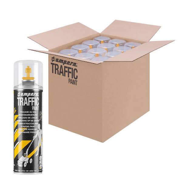 12 Dosen Bodenmarkierungsfarbe AMPERE TRAFFIC PAINT, Farbe: gelb