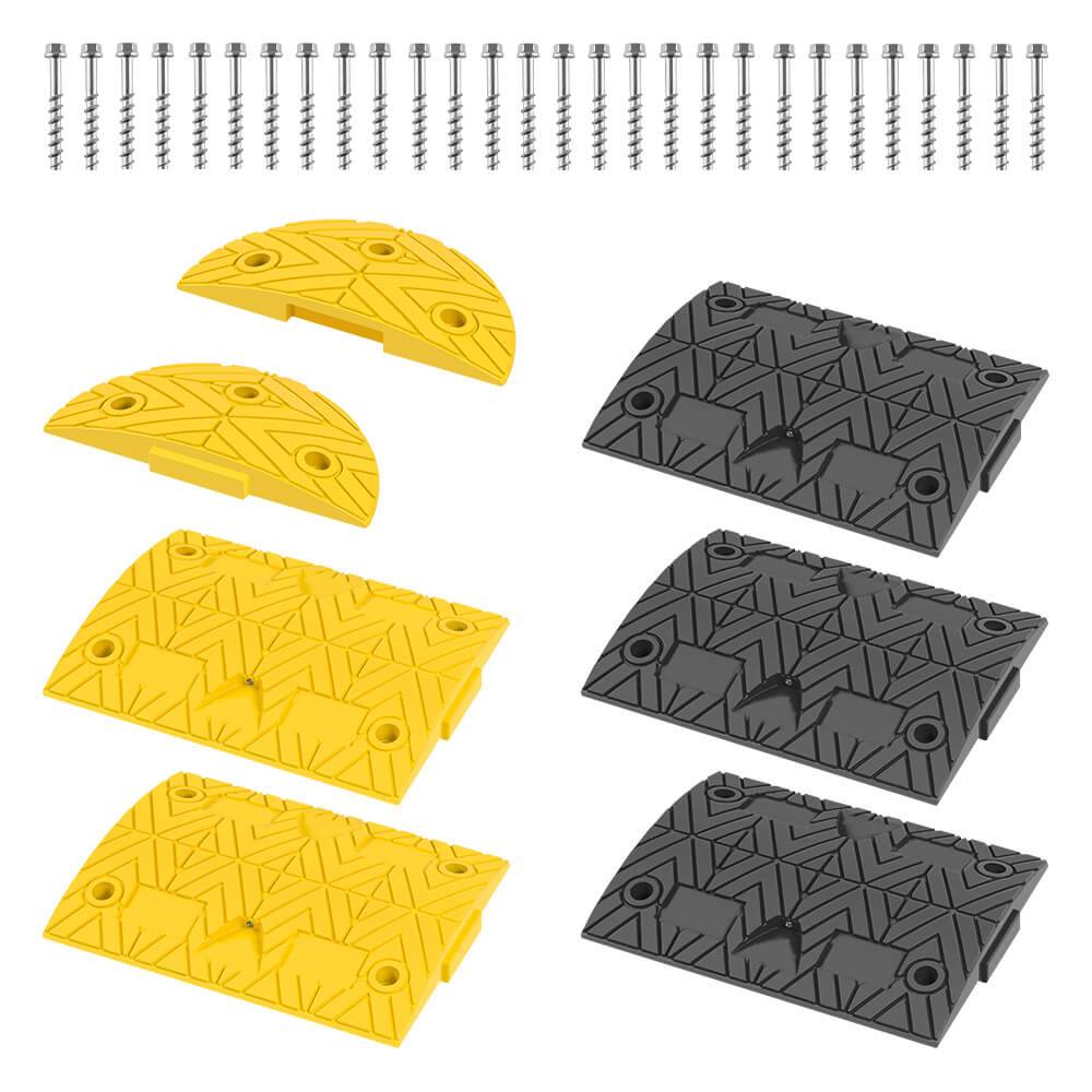 Bodenschwellen-Set 20 km/h, gelb/schwarz, 5 cm hoch, 290 cm, mit Betonschrauben-0