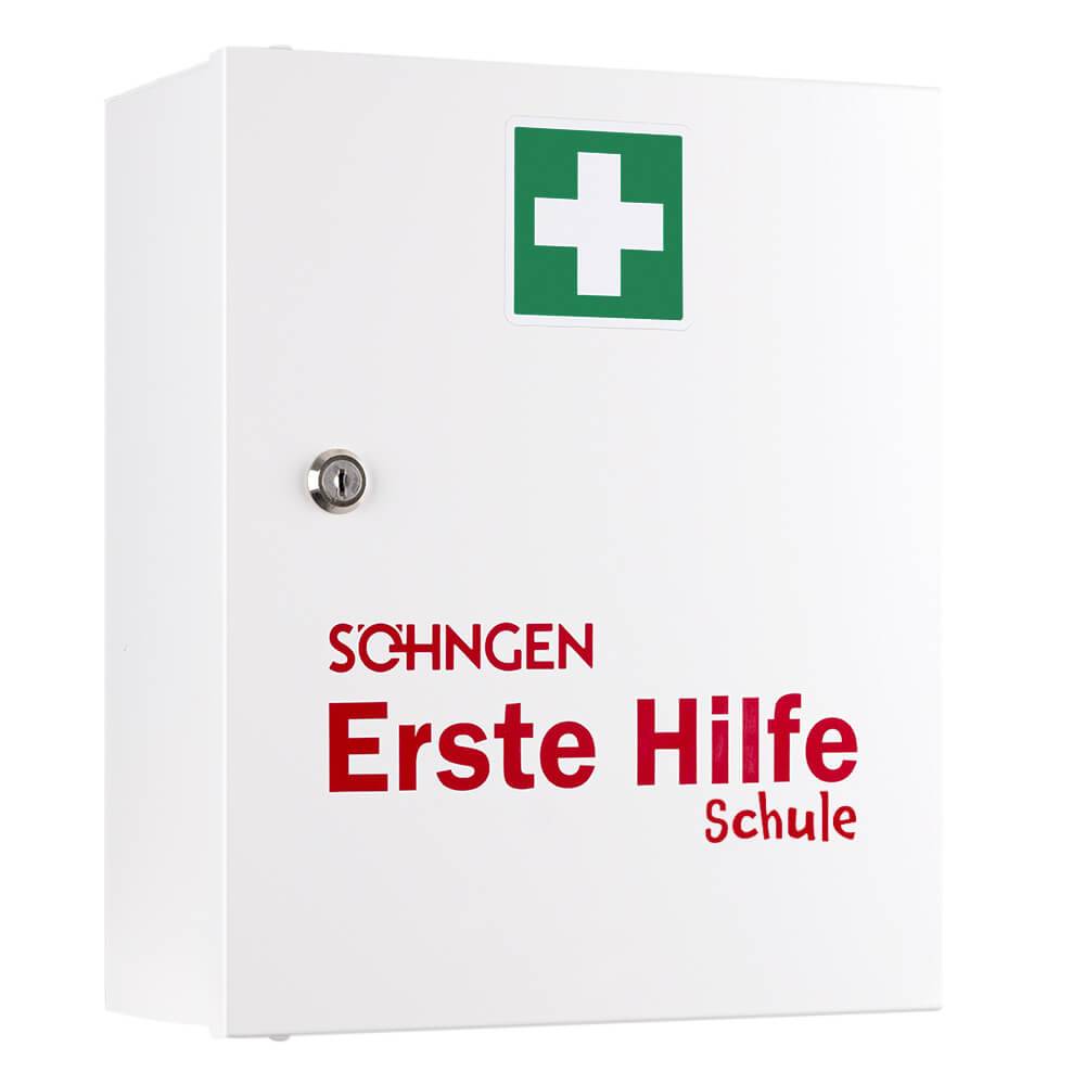 SÖHNGEN Verbandschrank Schule, abschließbar, weiß, Stahl, ASR A4.3, DIN 13157-3