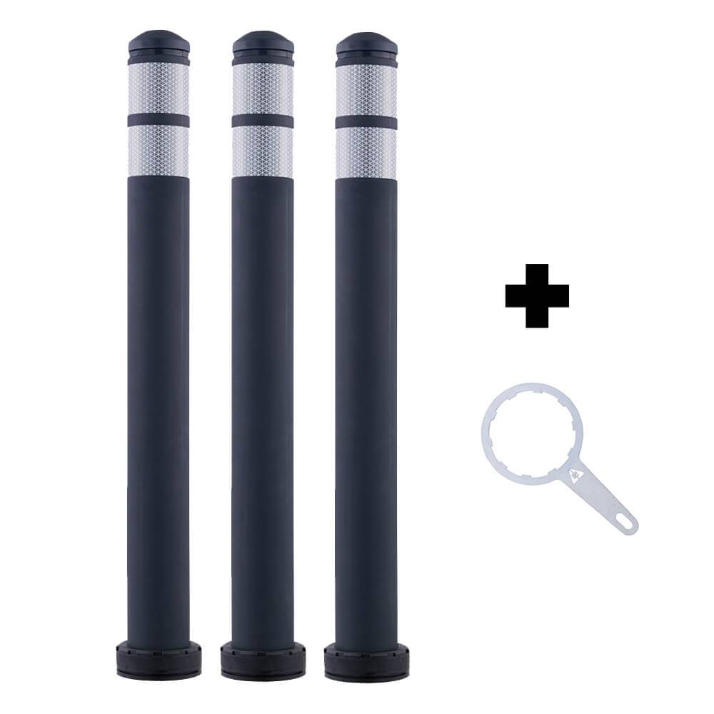 Sperrpfosten-Set Metropole, 3 Stück, anthrazit, 81 cm, inkl. Schraubenschlüssel-0