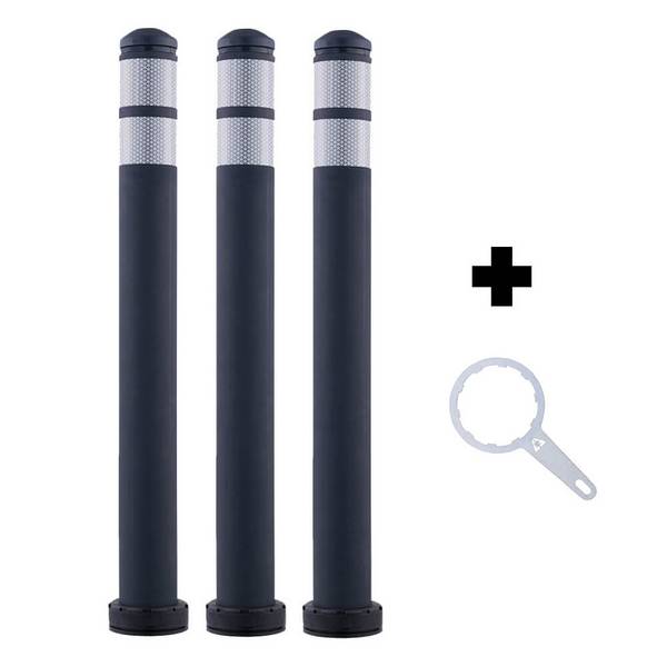 Sperrpfosten-Set Metropole, 3 Stück, anthrazit, 81 cm, inkl. Schraubenschlüssel