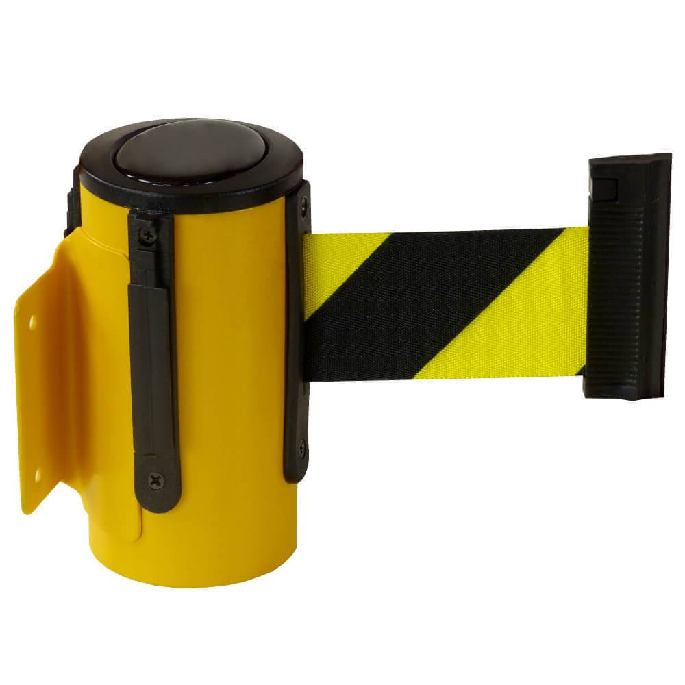 RS-GUIDESYSTEMS Gurtbandkassette gelb, gelb/schwarz, 4m + magnet. Wandhalterung-0