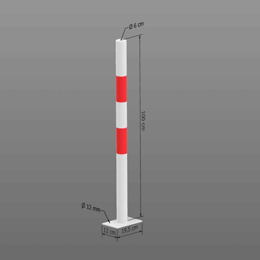 ROBUSTO Absperrpfosten, rot/weiß, aufdübeln, Stahl, Ø 6 cm, 100 cm-3