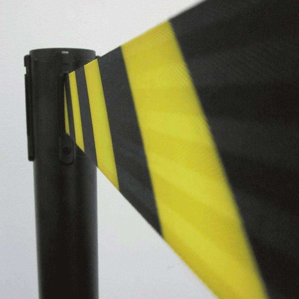 ALLROUNDLINE Gurtpfosten, Gurt gelb/schwarz 4 m, schwarzer Abgrenzungsständer-4