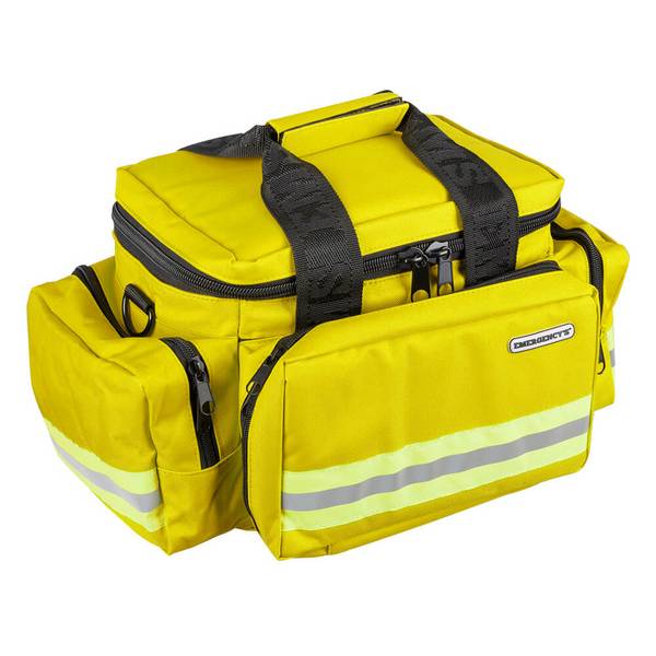 ELITE BAGS Notfall-Tragetasche groß, gelb, mit Reflexstreifen, 44 x 27 x 25 cm