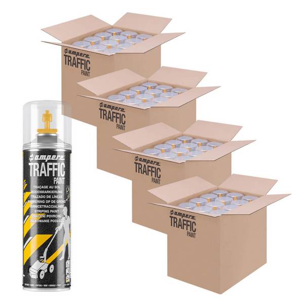48 Dosen Bodenmarkierungsfarbe AMPERE TRAFFIC PAINT, Farbe: gelb
