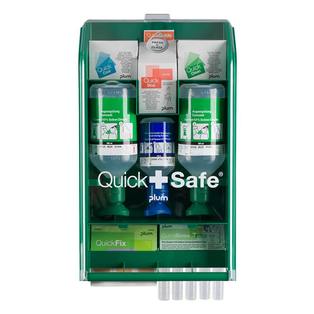 PLUM QuickSafe Complete Wandbox, mit Augenspülflaschen und Verbandmaterialien-0