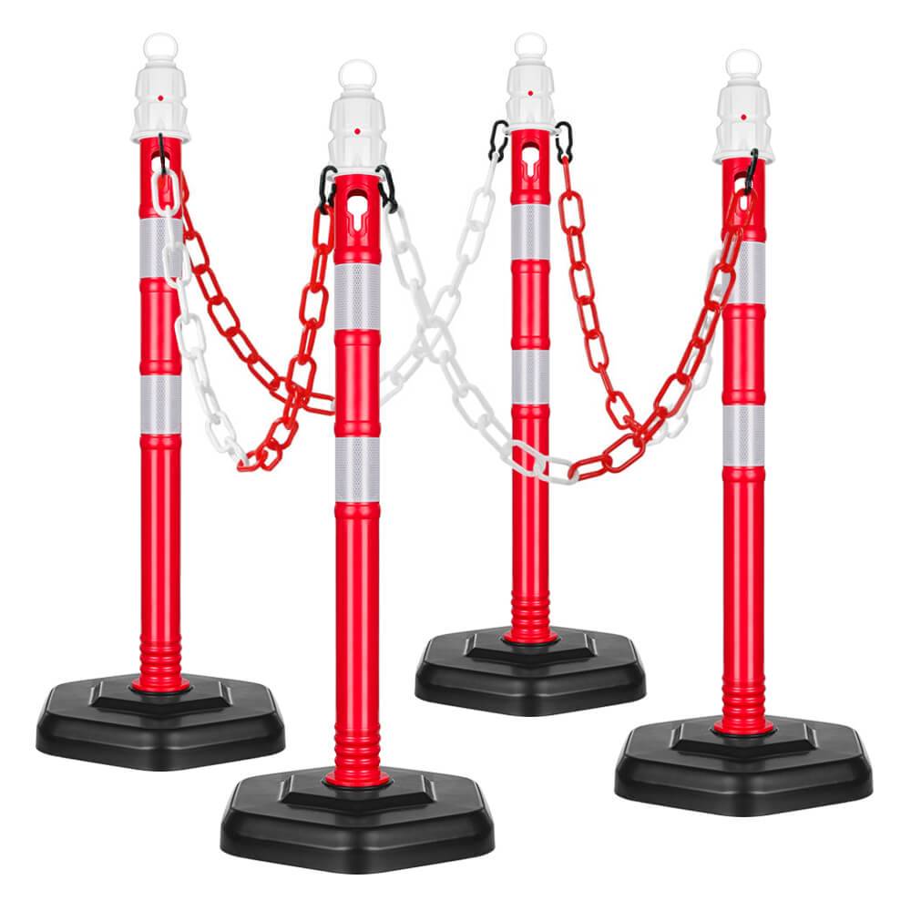 Kettenpfostenset Multi-MAX, 4 Stück, rot/weiß, mit 15 m Kette-0
